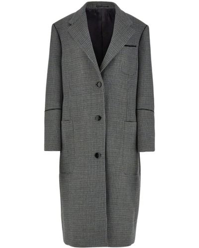 Ferragamo Single-breasted Check-pattern Coat - Grey
