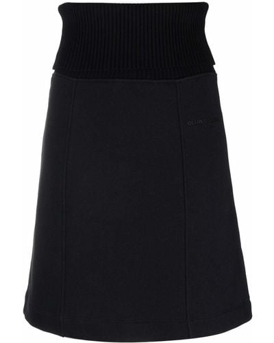 MSGM Ribbed Waistline A-line Skirt - Black
