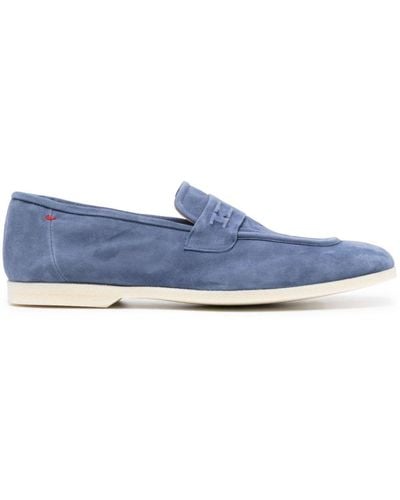 Kiton Square-toe Suede Loafers - Blue