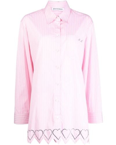 Mach & Mach Heart-motif Striped Shirt - Pink