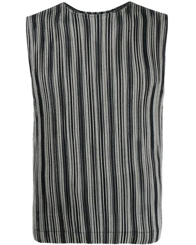 Homme Plissé Issey Miyake Leno Striped Pleated Vest Top - Blue