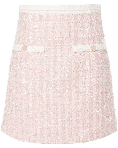 Sandro Sequined Tweed Miniskirt - Pink