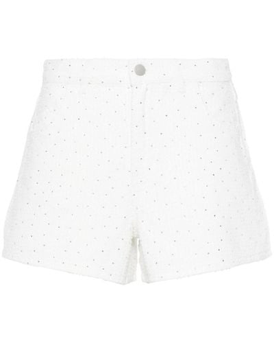 Maje Rhinestone-embellished Cotton Denim Shorts - White
