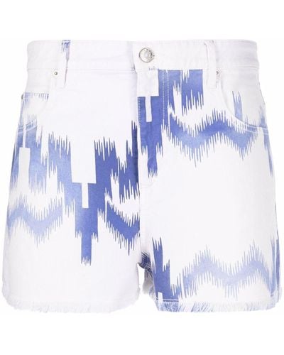 Isabel Marant Lesiao Woven-print Shorts - Blue