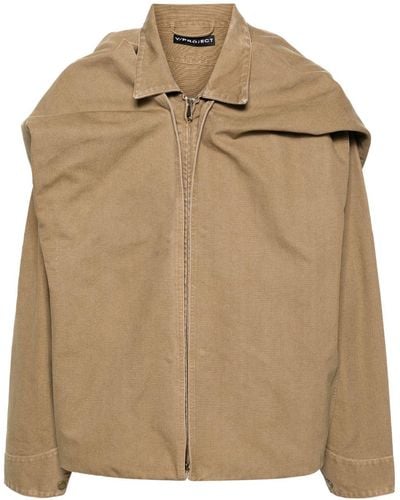 Y. Project Neutral Layered Cotton Shirt Jacket - Unisex - Cotton - Brown