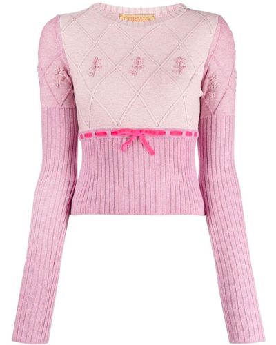 Cormio Oma Floral-embroidery Jumper - Pink