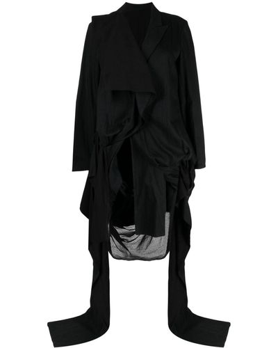 Yohji Yamamoto Blazer asymétrique à revers crantés - Noir