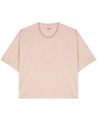 Autry Logo-debossed Cotton T-shirt - Pink