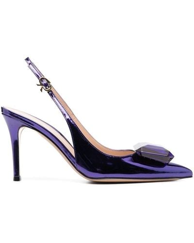 Gianvito Rossi Metallic-finish 95mm Pointed Pumps - Blue