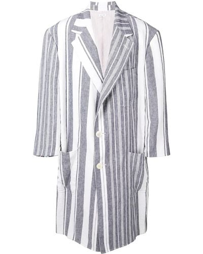 Thom Browne Manteau oversize à rayures - Blanc