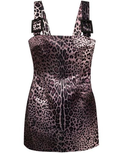 Cynthia Rowley Leopardess Print Satin Mini Dress - Black