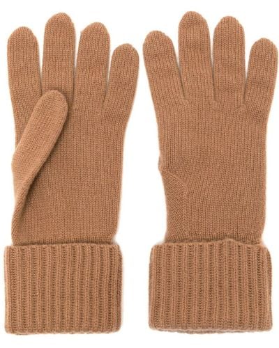 N.Peal Cashmere リブニット カシミア手袋 - ブラウン