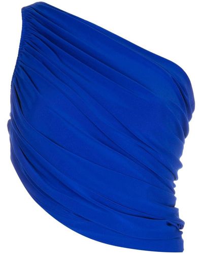 Norma Kamali Haut froncé à une épaule - Bleu