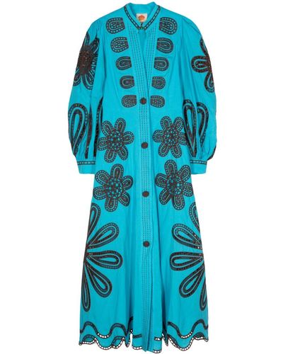 FARM Rio Midi-jurk Met Uitgesneden Detail - Blauw