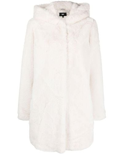 DKNY Faux Fur Hooded Coat - White