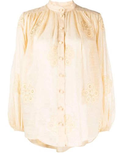 Zimmermann Acadian Floral-embroidered Blouse - Natural