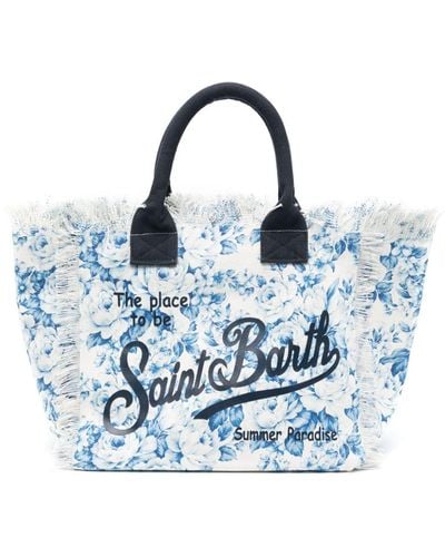 Mc2 Saint Barth Vanity Strandtasche mit floralem Print - Blau