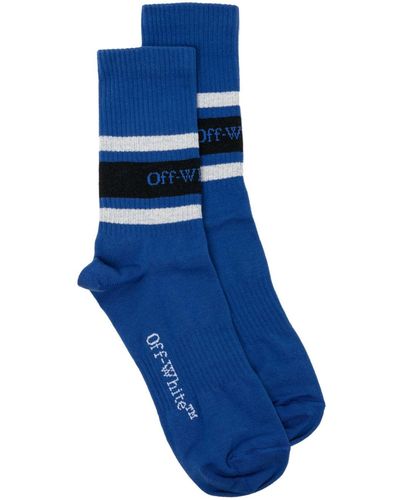 Off-White c/o Virgil Abloh Intarsia-knit Logo Socks - Blue