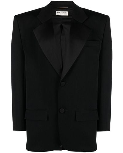 Saint Laurent Oversized Wool Tuxedo Blazer - Black