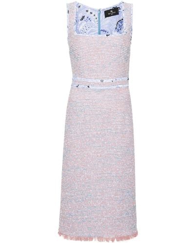 Etro Tweed Midi-jurk Met Franje - Paars