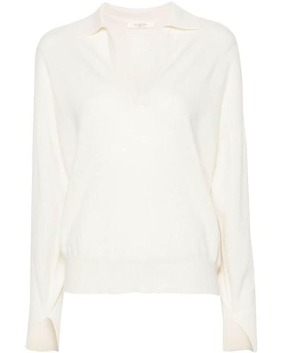 Zanone Pullover mit Poloshirtkragen - Weiß