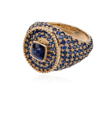 O Thongthai 14kt Gold And Sapphire Signet Ring - Meerkleurig