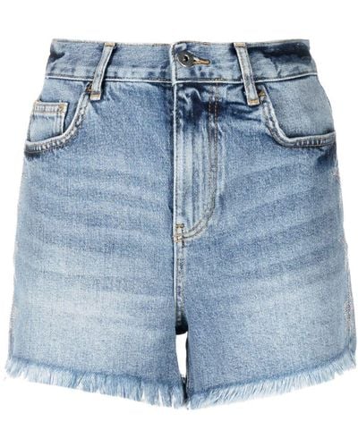 Liu Jo Jeans-Shorts mit Kristallen - Blau
