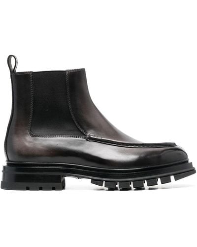 Santoni Leather Ankle Boots - Black