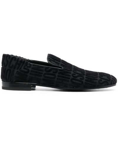 Moschino Jacquard Leather Loafers - Black