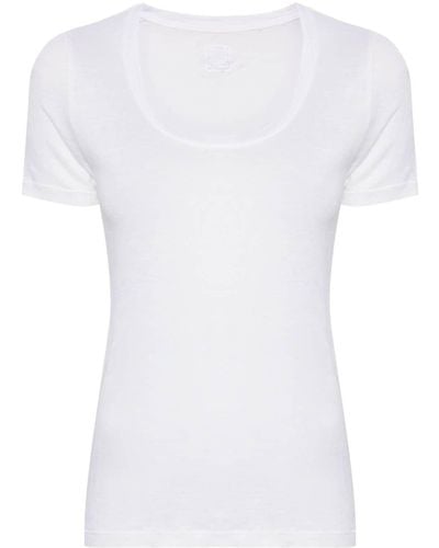 120% Lino Round-Neck Linen T-Shirt - White