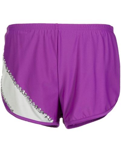 ERL Sequin-embellished Panelled Track Shorts - Purple