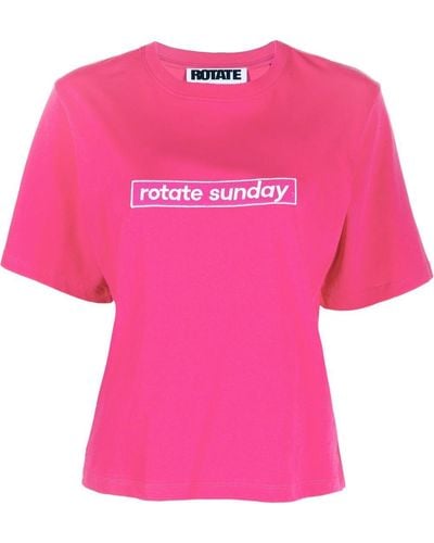 ROTATE BIRGER CHRISTENSEN Aster T-shirt Met Logo - Roze