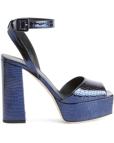 Giuseppe Zanotti New Betty 120mm Leather Sandals - Blue