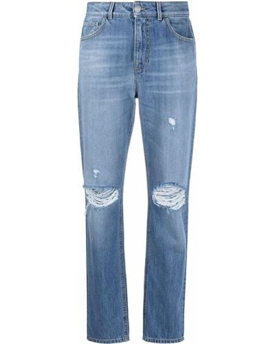 Pinko Ripped-detail Slim-fit Jeans - Blue