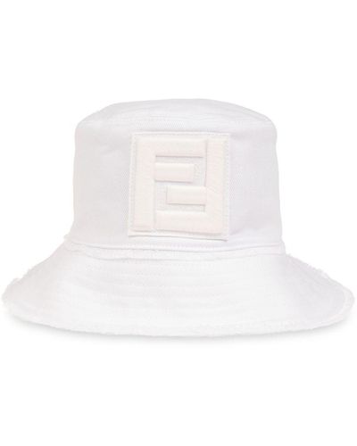 Fendi Logo-embroidered Denim Bucket Hat - White