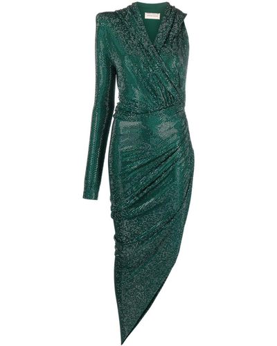 Alexandre Vauthier Vestido con capucha y aplique de strass - Verde