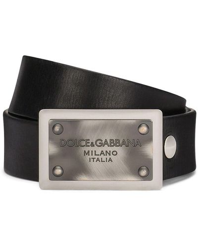Dolce & Gabbana ロゴバックル レザーベルト - ブラック
