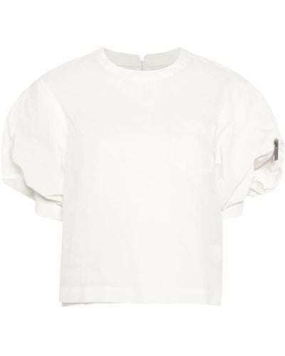 Sacai Puff-sleeved Panelled Blouse - White