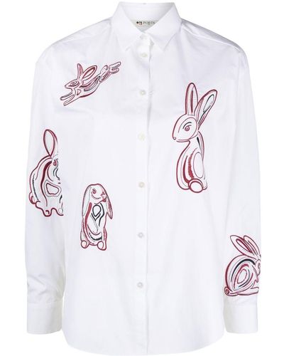 Ports 1961 Embroidered Long-sleeved Shirt - White