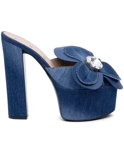 Area Jeans-Mules mit Blumenapplikation - Blau