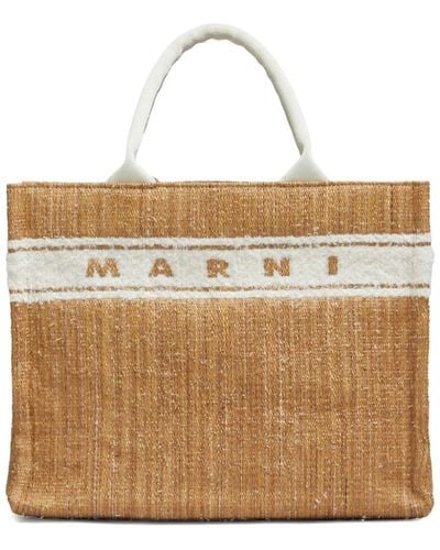 Marni Shopper mit Logo-Stickerei - Natur