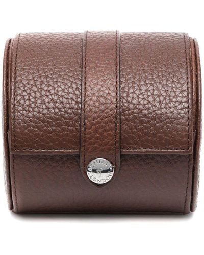 Aspinal of London Pebbled Watch Roll - Brown