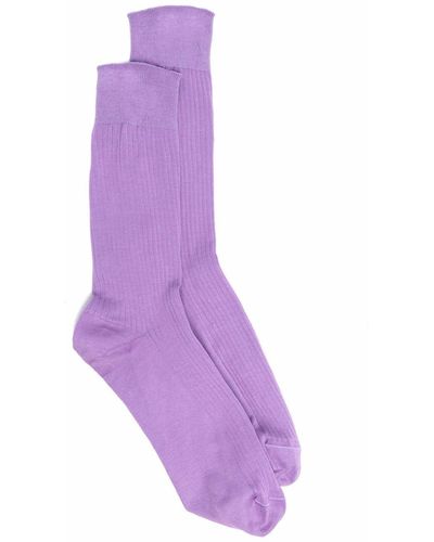 Mackintosh Pembroke Ribbed-knit Socks - Purple