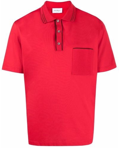 Ferragamo Poloshirt Met Contrasterende Afwerking - Rood