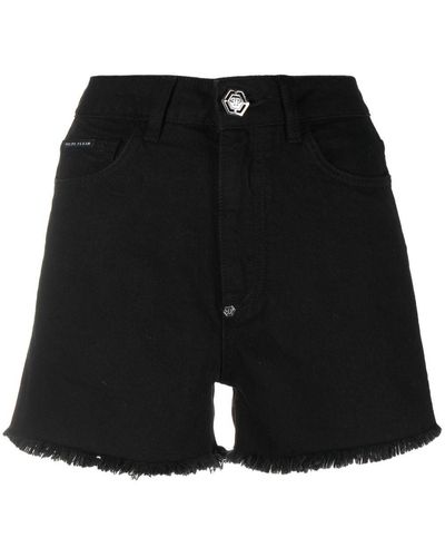 Philipp Plein Raw-edge Denim Shorts - Black