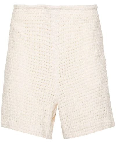 AURALEE Drawstring-fastening Tweed Shorts - Natural