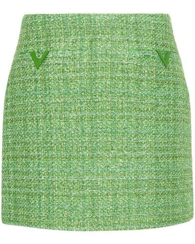Valentino Garavani Metallic-threading Tweed Skirt - Green