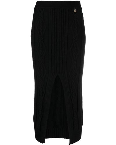 Patrizia Pepe Front-slit High-waisted Midi Skirt - Black