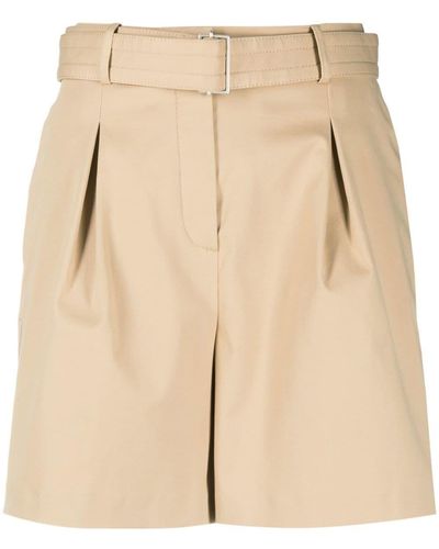 Ermanno Scervino Belted Stretch-cotton Shorts - Natural