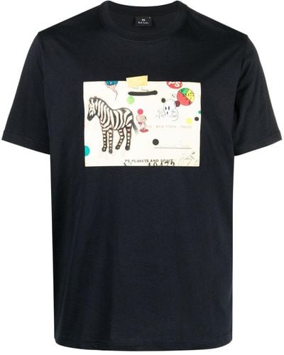 PS by Paul Smith Zebra-motif Cotton T-shirt - Black